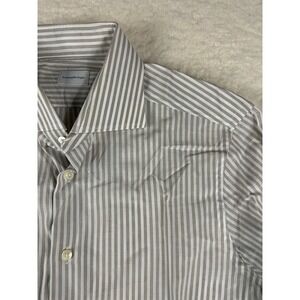 Ermenegildo Zegna Striped Dress Shirt Mens‎ 16 42 Grey White Button Down